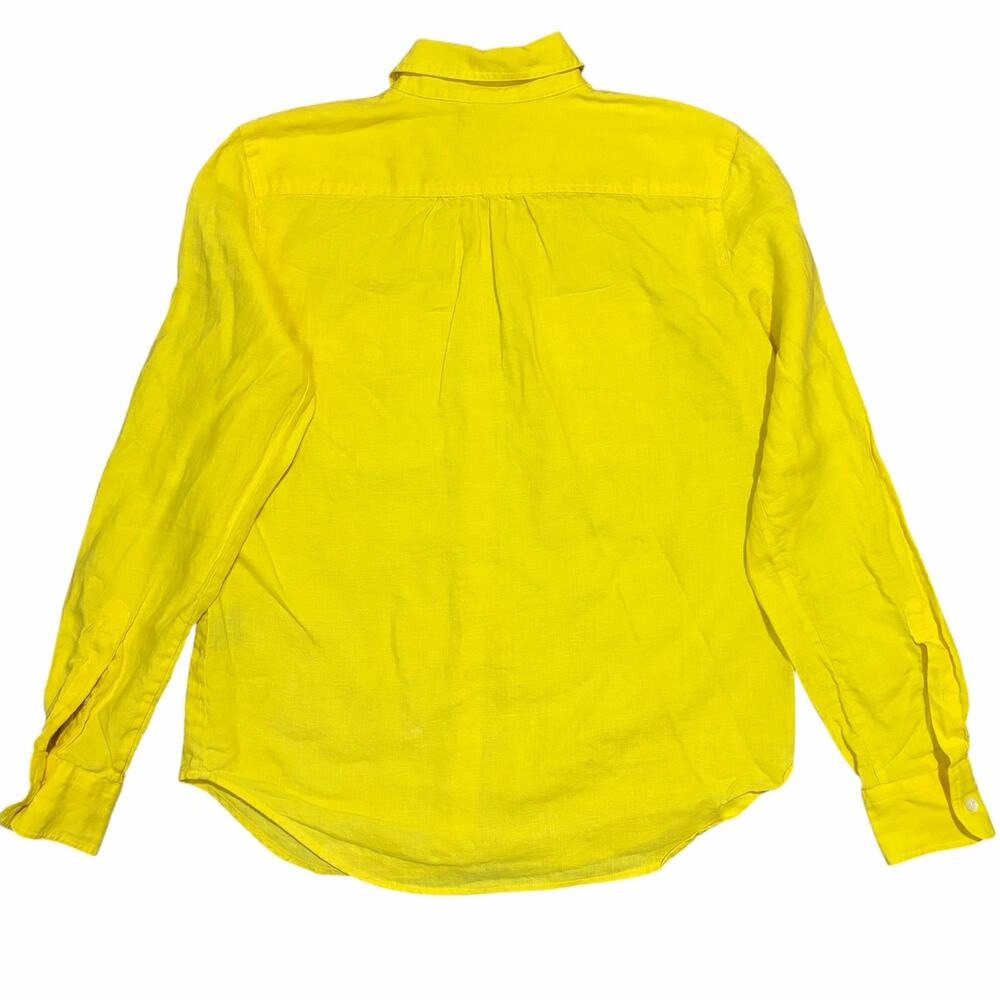 Lauren Ralph Lauren Womens 100% Linen Button Up Vibrant Preppy Pockets Yellow S - Picture 3 of 8